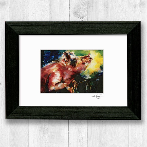 Pig Print in Mat from original painting by Kathy Morton Stanion - Charlie - Picture 3 of 4